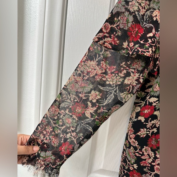 Zara Floral Raw Hem Mini Dress - Picture 4 of 6